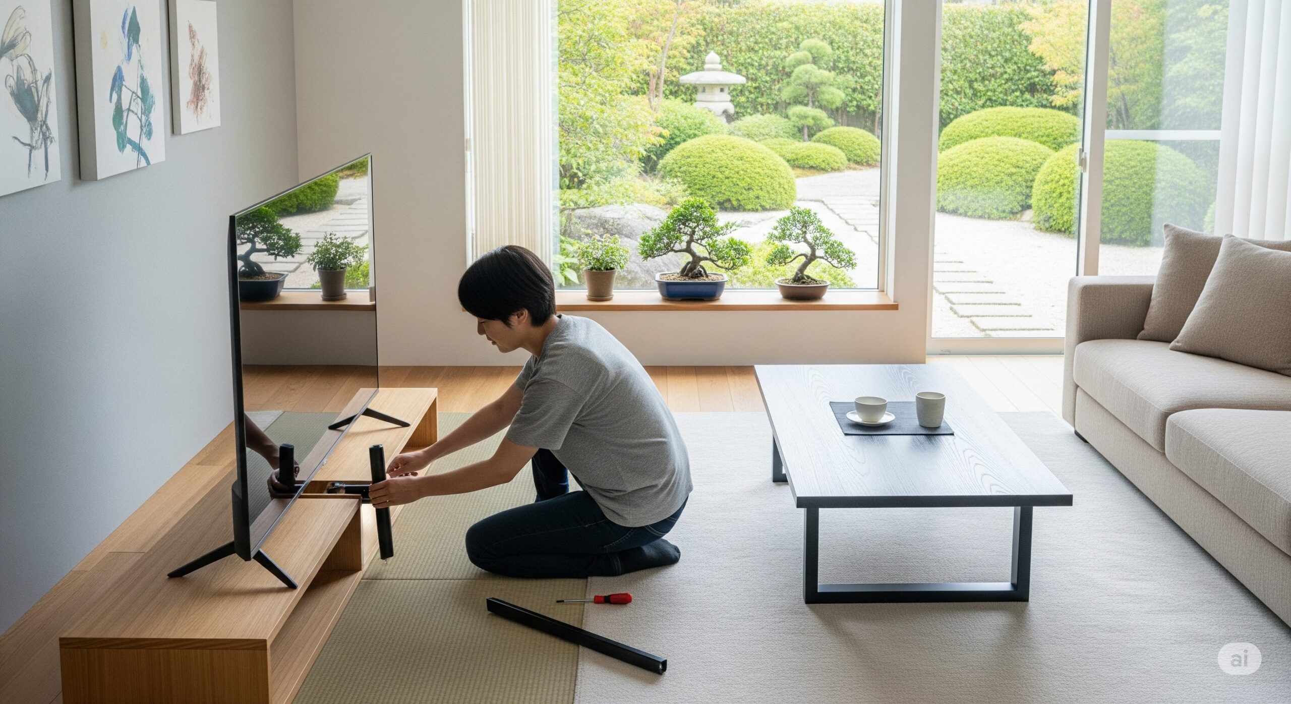 テレビの脚を変える【簡単DIY】おしゃれスタンドで激変！