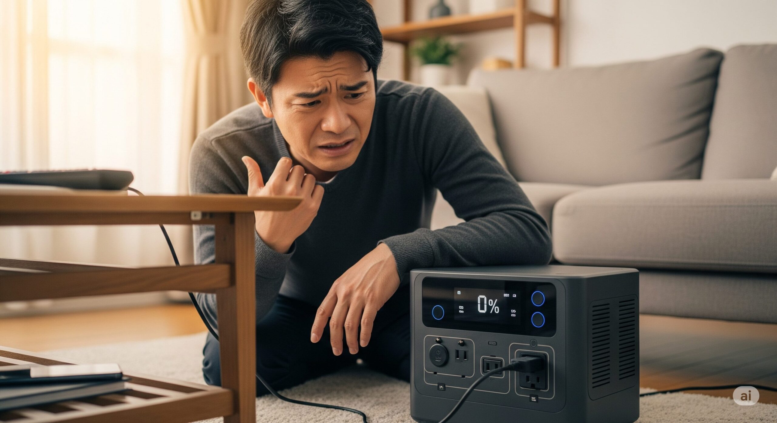 ポータブル電源の残量が急に0になる原因と5つの対処法