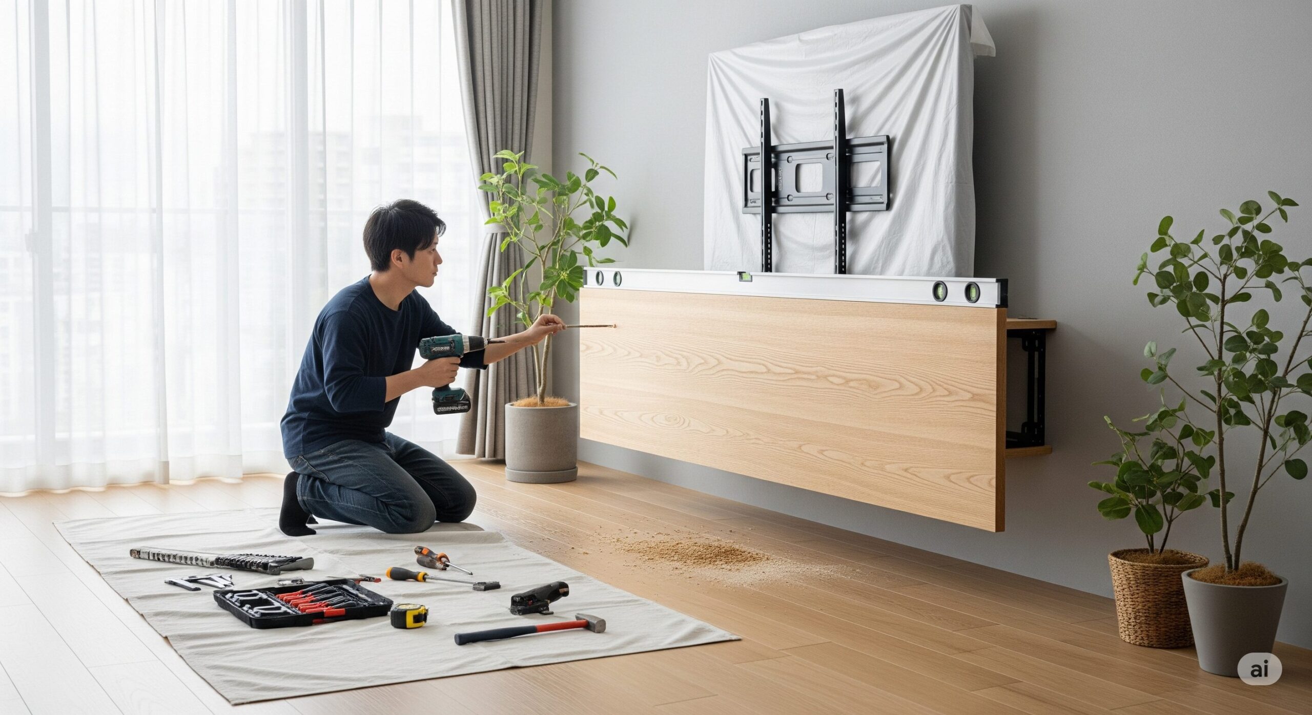 テレビボードを浮かせるDIY術！壁を傷つけない方法5選