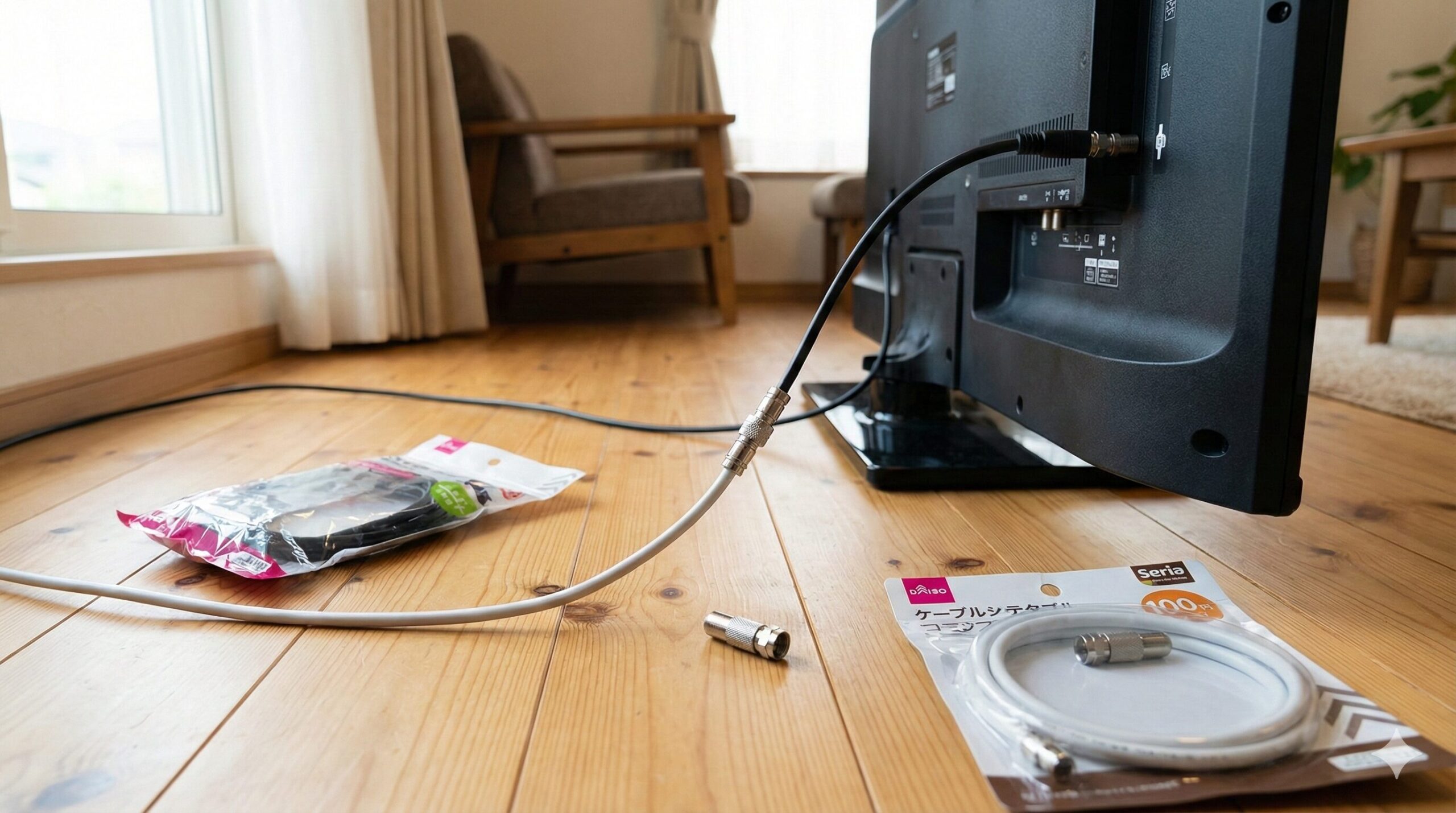 テレビのアンテナケーブルの延長は100均で！ダイソー・セリアでの選び方と映らない時の対策