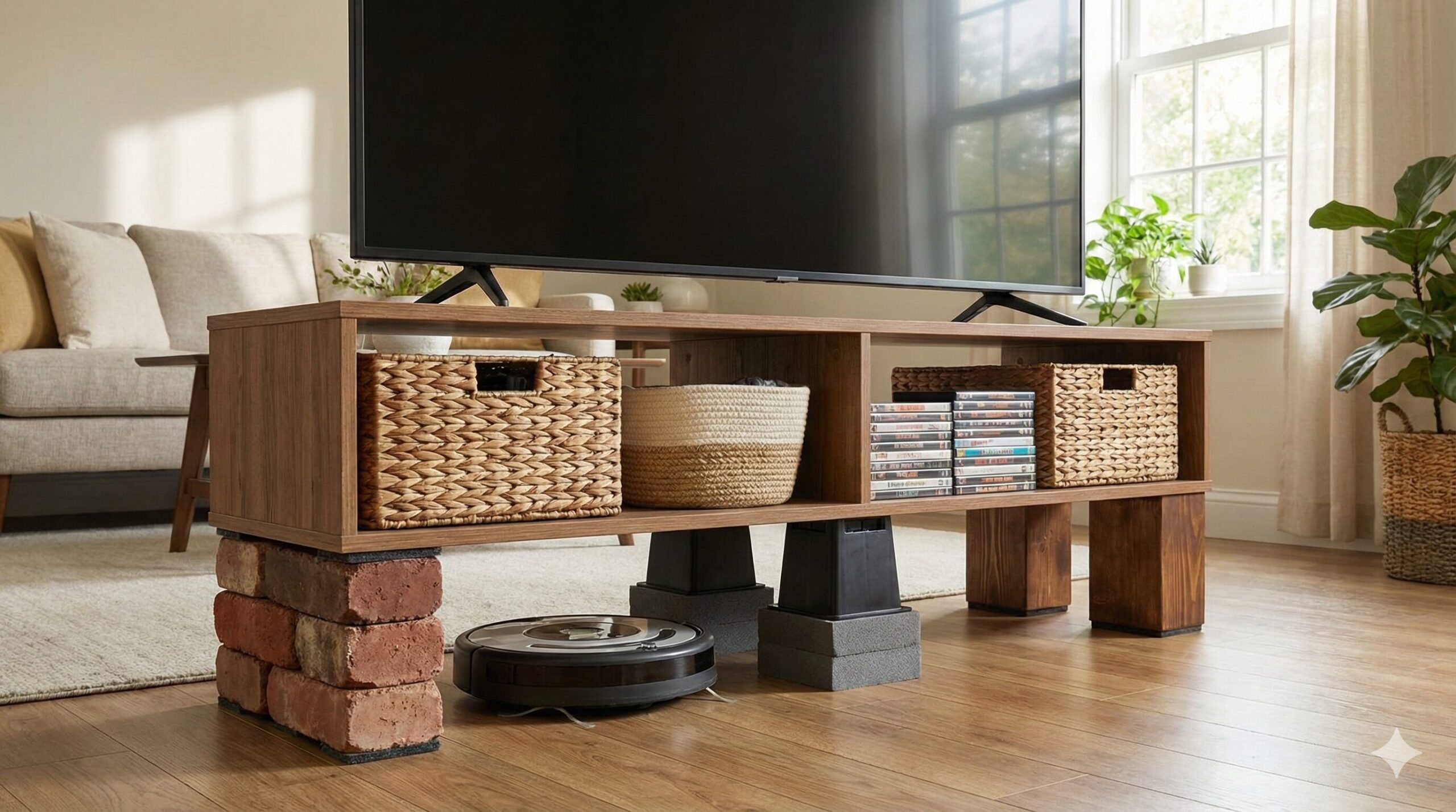 テレビ台のかさ上げDIY！100均やレンガで高さを10cm上げる5つの方法