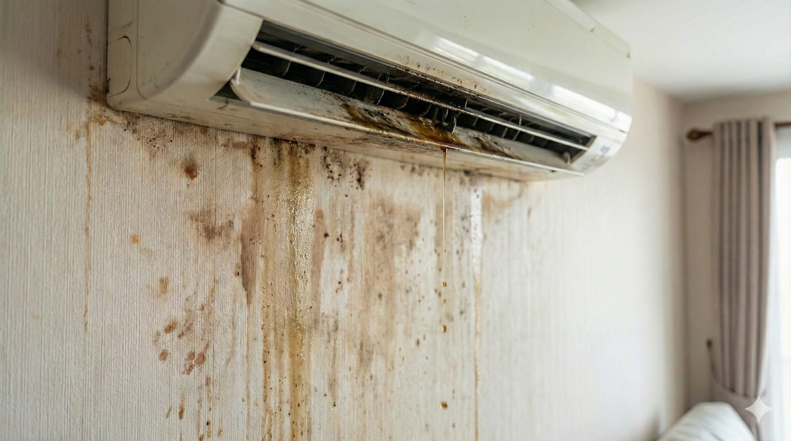 エアコンの茶色い水・液体はカビ？シミの落とし方と自分で直す5つの手順
