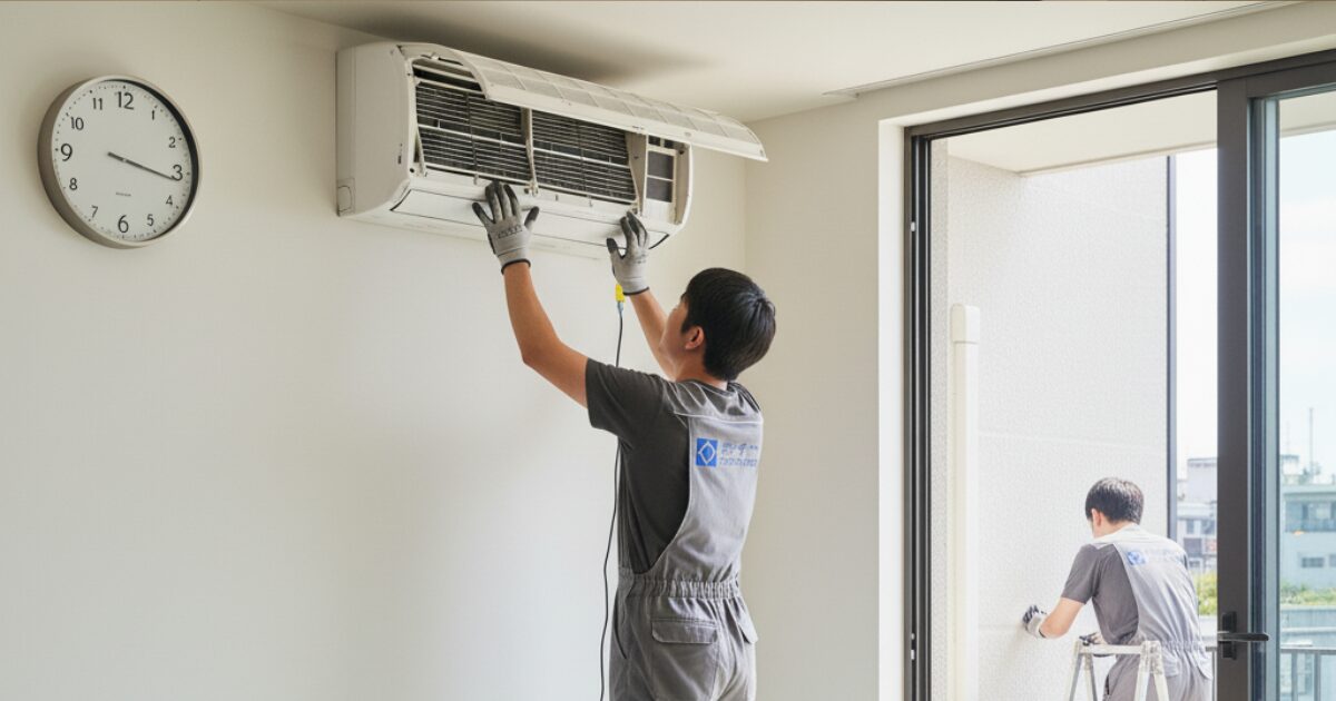 エアコンの取り付け工事の時間はどれくらい？穴あり/なし別の目安と時間がかかるケース