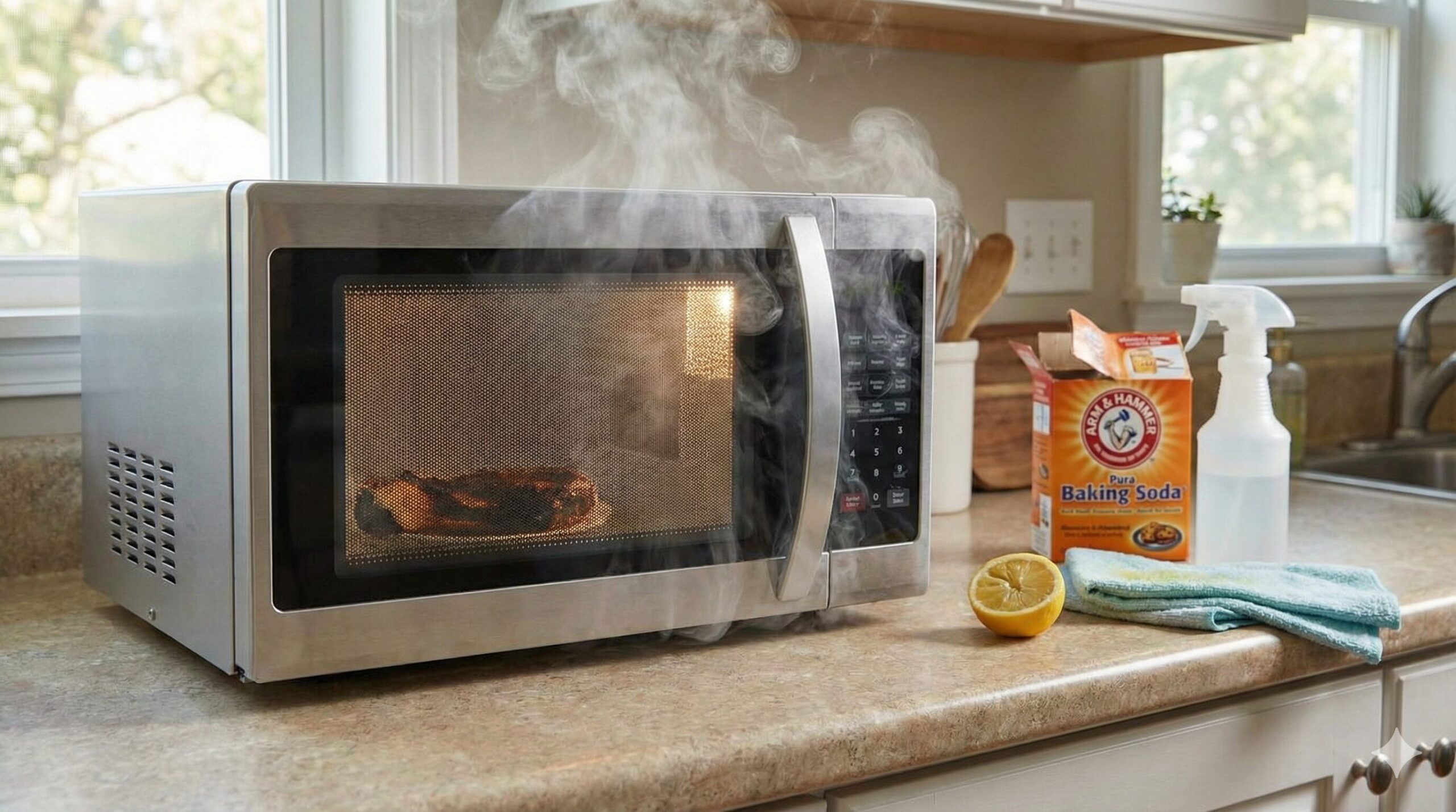 電子レンジから煙！その後は使える？判断基準と焦げ臭さ解消5つの技