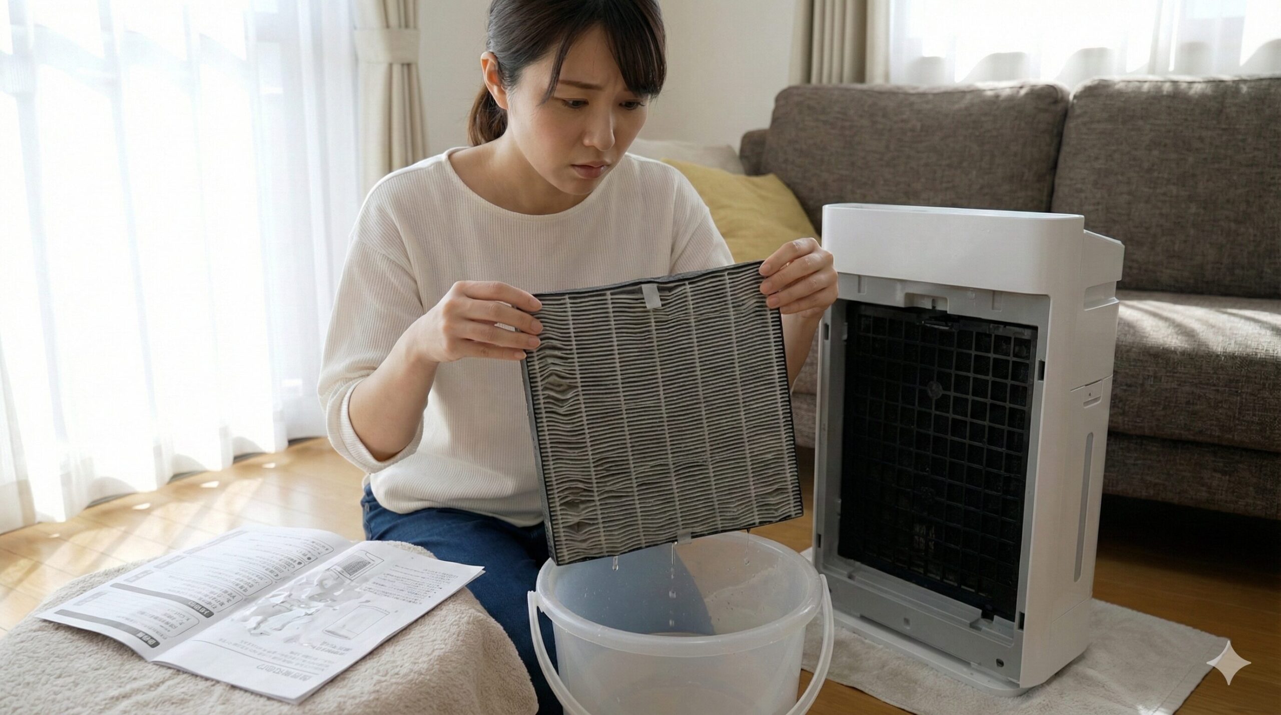 空気清浄機の掃除中に水洗い禁止のフィルターを洗ってしまった時の緊急対処法