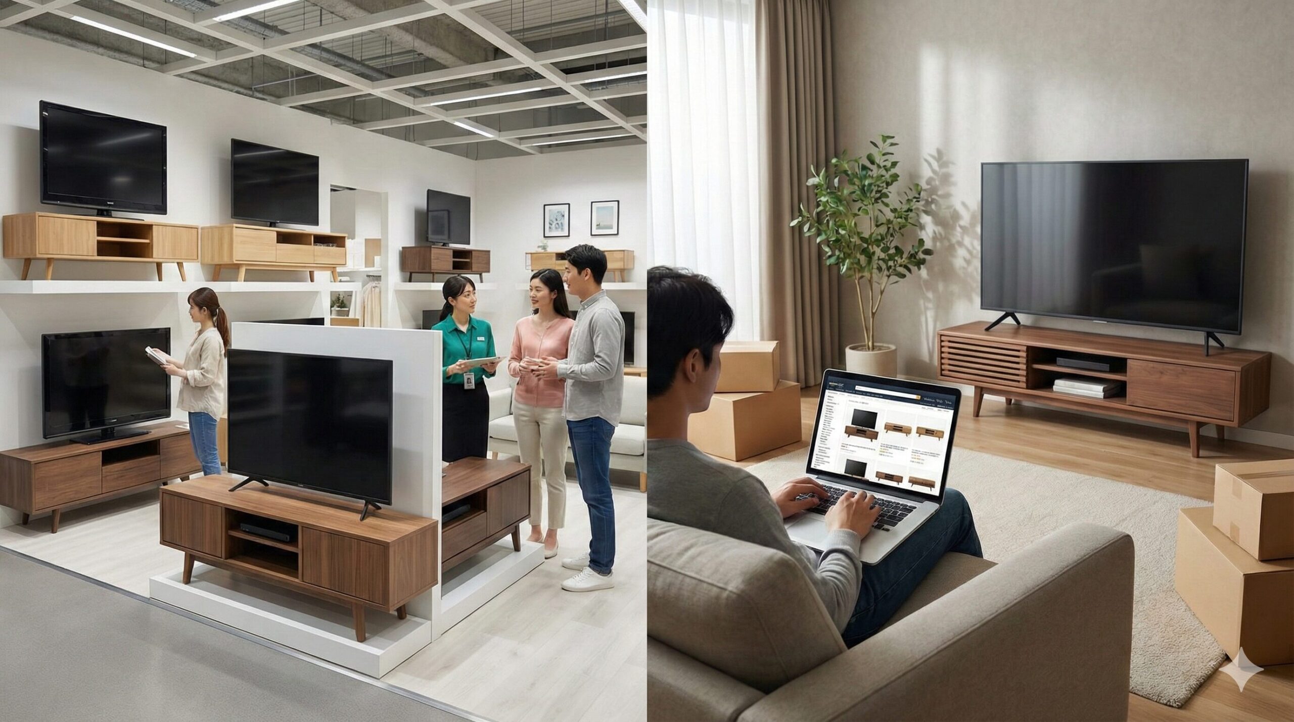 テレビスタンドはどこで買える？実店舗とネット通販のメリット・安く買う方法を比較