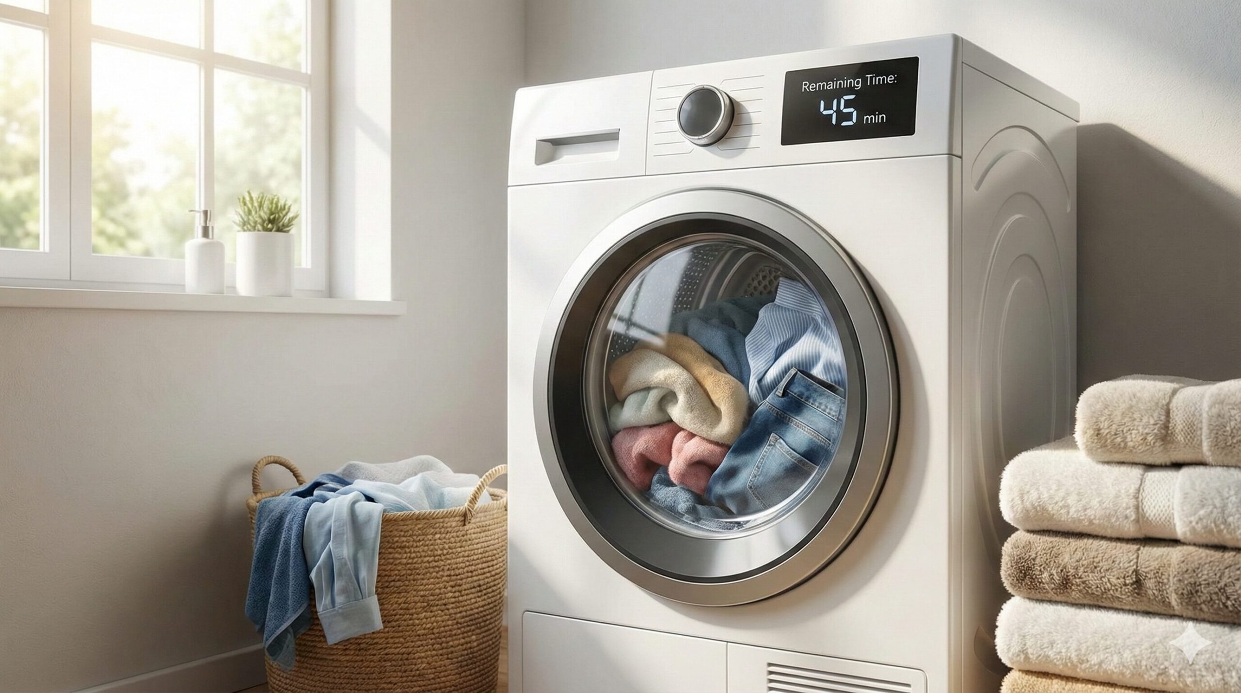 家庭用乾燥機の時間は何分かかる？洗濯物の量ごとの目安と早く乾かすコツ