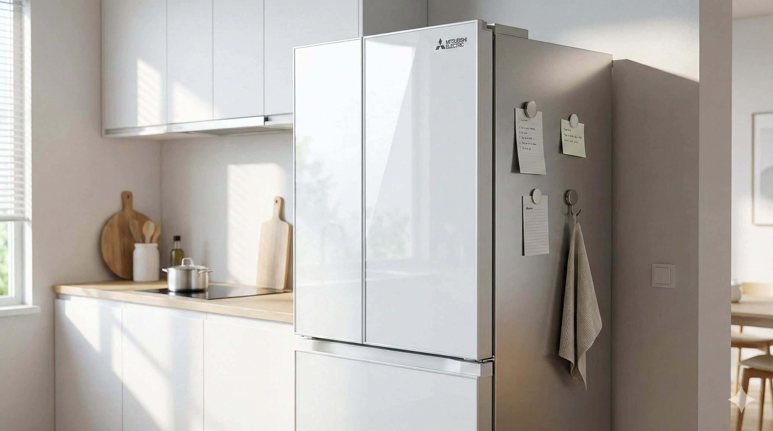 三菱電機の冷蔵庫にマグネットはつく？ガラスドアの弱点克服と選び方