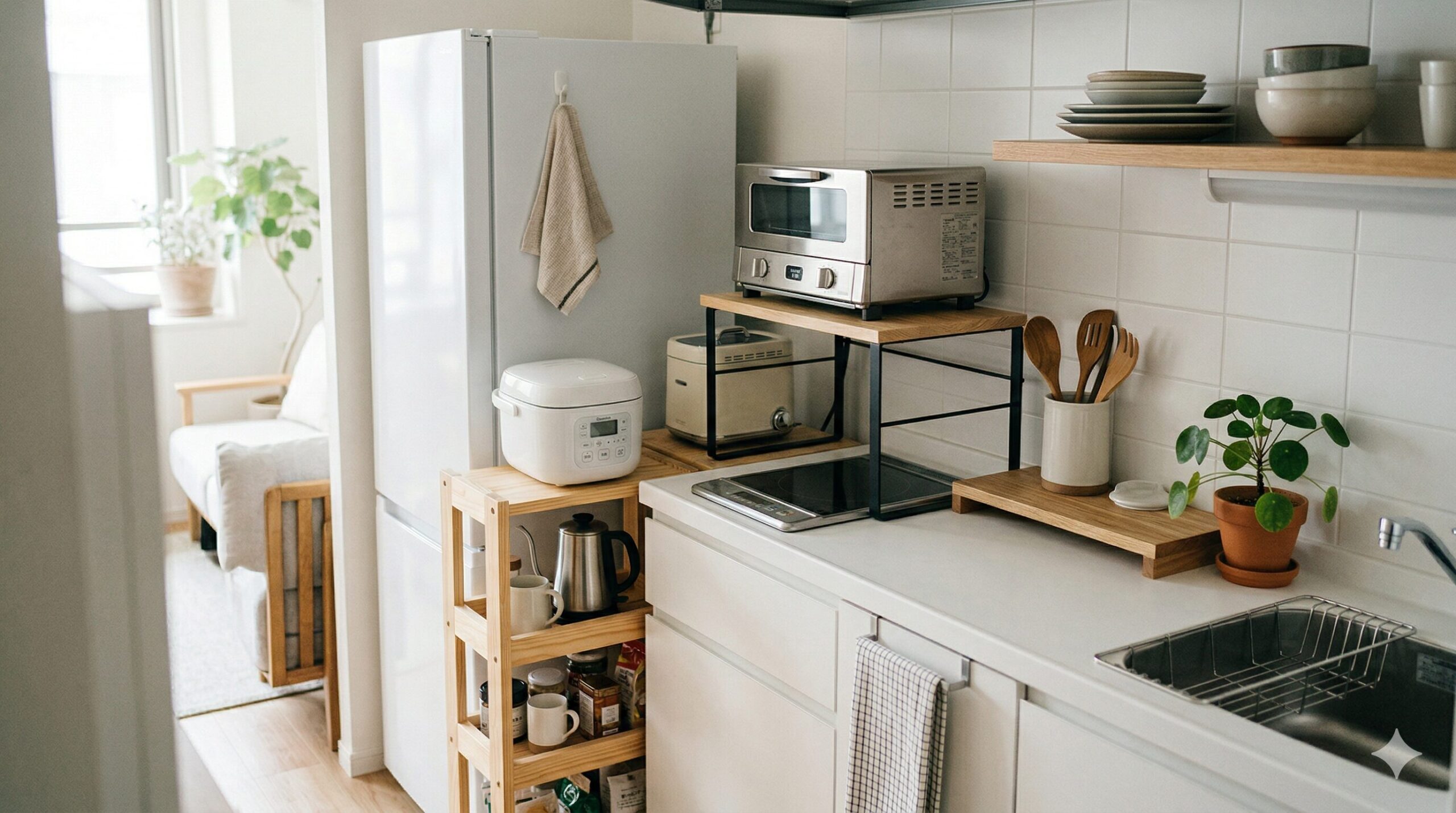 一人暮らしでキッチンに家電の置き場がない方必見！5つの解決策と収納術